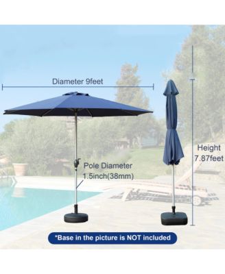 Outdoor 9FT Patio Table Waterproof Umbrella with Push Button Tilt and Crank with 8 Sturdy Ribs