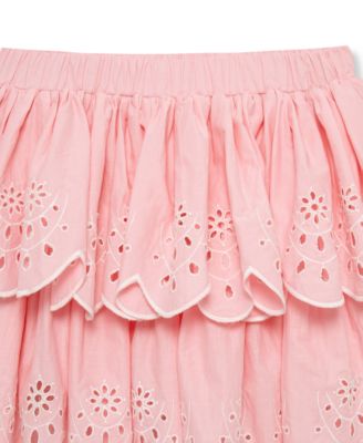 Girls' 7-16 Embroidered Eyelet Top and Skirt, 2-Piece Set