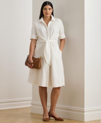 Plus-Size Linen Shirt Dress