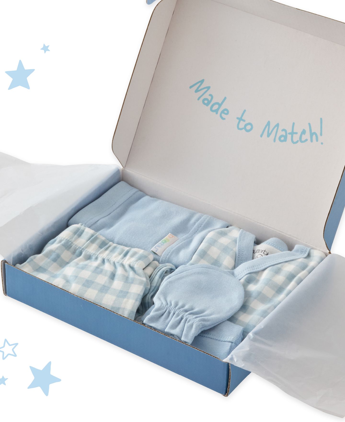 Комплекты butterblu Check Me Out Baby Layette Gift, 6-Piece Set для малышей, цвет: Синий клетчатый — фото 4