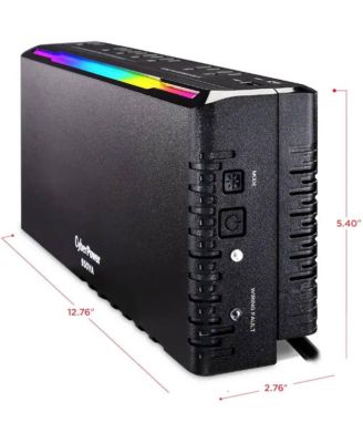 7-Outlet UPS Surge Protector with USB Ports and RGB Lighting