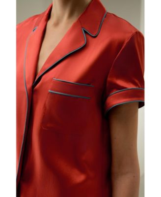 Women's Lsxes Contrast-Trimmed Silk Shirt