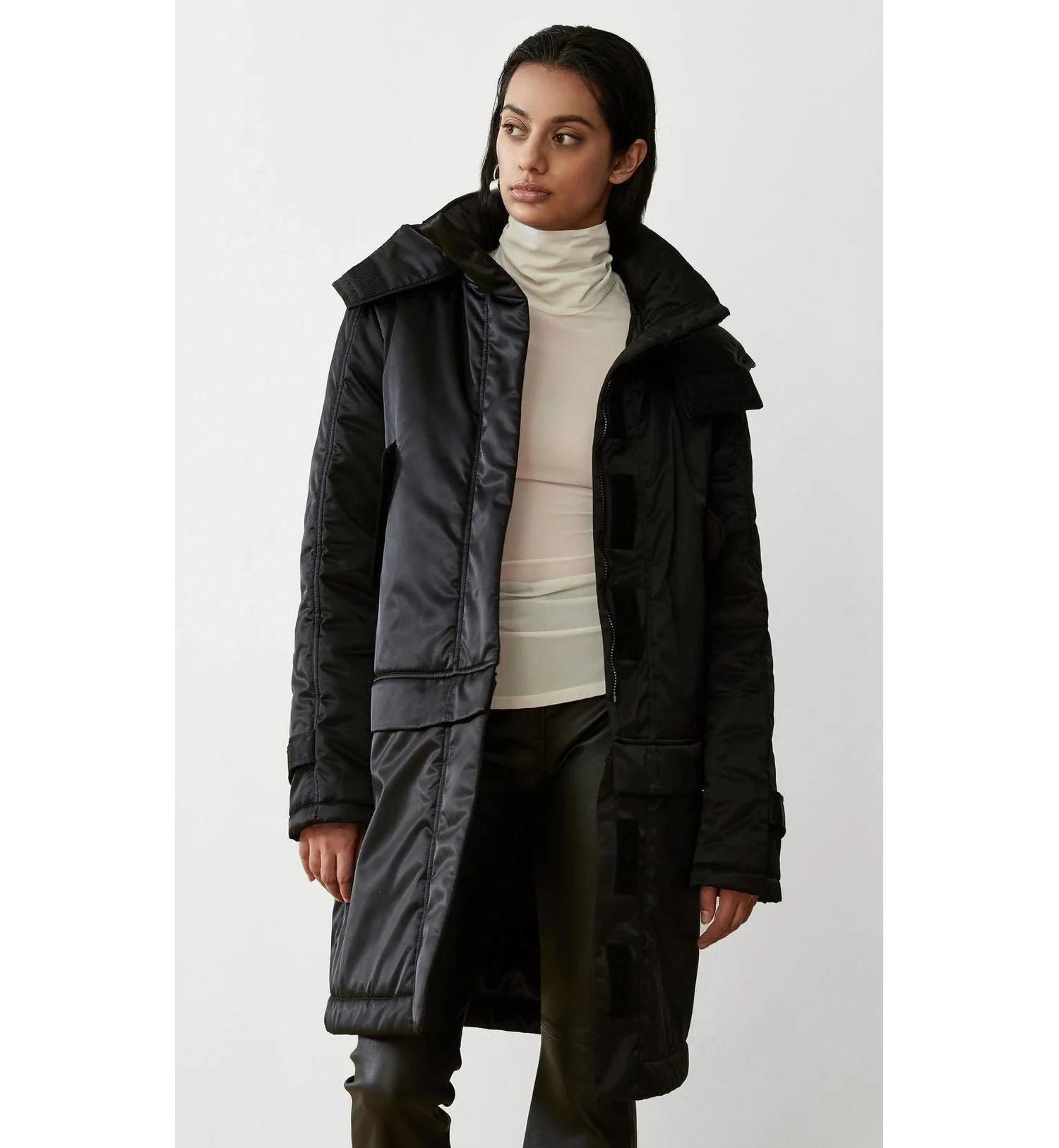 Women's Convertiable satin down coat