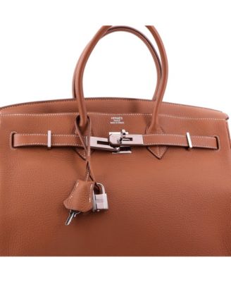 Pre-Owned HERMES Birkin 35 Handbag Brown Togo with Palladium Hardware