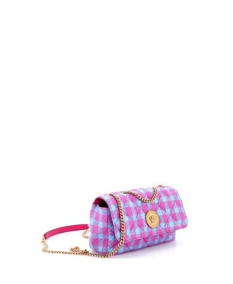 East West Medusa Icon Chain Flap Bag Quilted Tweed