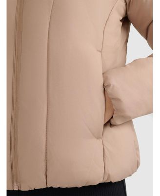 Women's down jacket with synthetic filling - beige