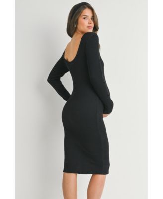Maternity Bodycon Ribbed Knit Long Sleeve Dress
