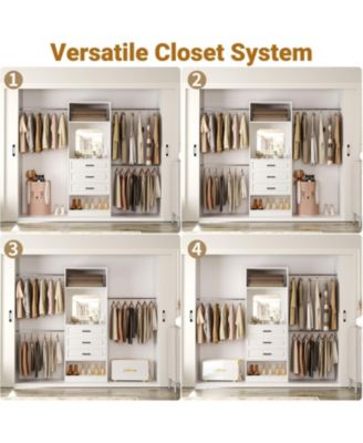 48-96 Inch Adjustable Closet Organizer with Drawers and Mirror