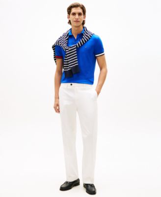 Men's Liquid Cotton Red, White, and Blue Cuff Polo Shirt