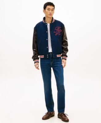 Men's Regular-Fit Leather Varsity Jacket