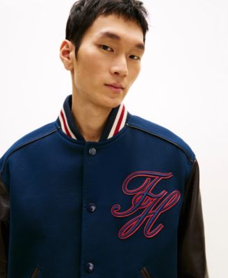 Men's Regular-Fit Leather Varsity Jacket