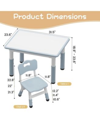 Adjustable Kids Table & 4 Ergonomic Chairs Set, Multi-Activity Graffiti Desktop, Non-Slip, Ages 2-8, Home, Preschool