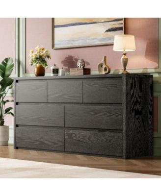 7 Drawer Dresser for Bedroom, Wide Wood Chest of Drawers Handle Free
