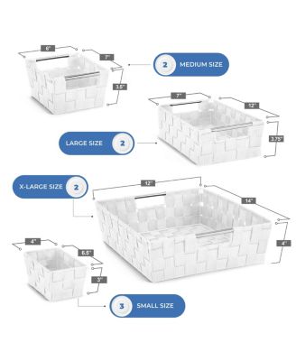 9 Piece Variety Size Hand-Woven Storage Baskets - for Home & Closet Organization