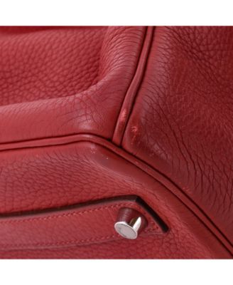Birkin 35 Handbag Red Clemence with Palladium Hardware