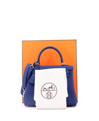 Kelly 25 Handbag Blue Togo with Palladium Hardware