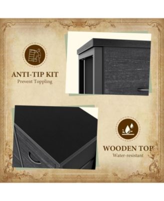 48" Fabric Storage Chest, Steel Frame, Wood Top, Closet 15-Drawer Modern Tall Dresser