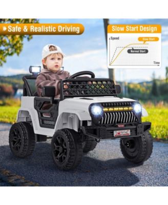 Kids 12V Electric Ride On Truck with Remote Control LED Lights and Music for Ages 3 and Up