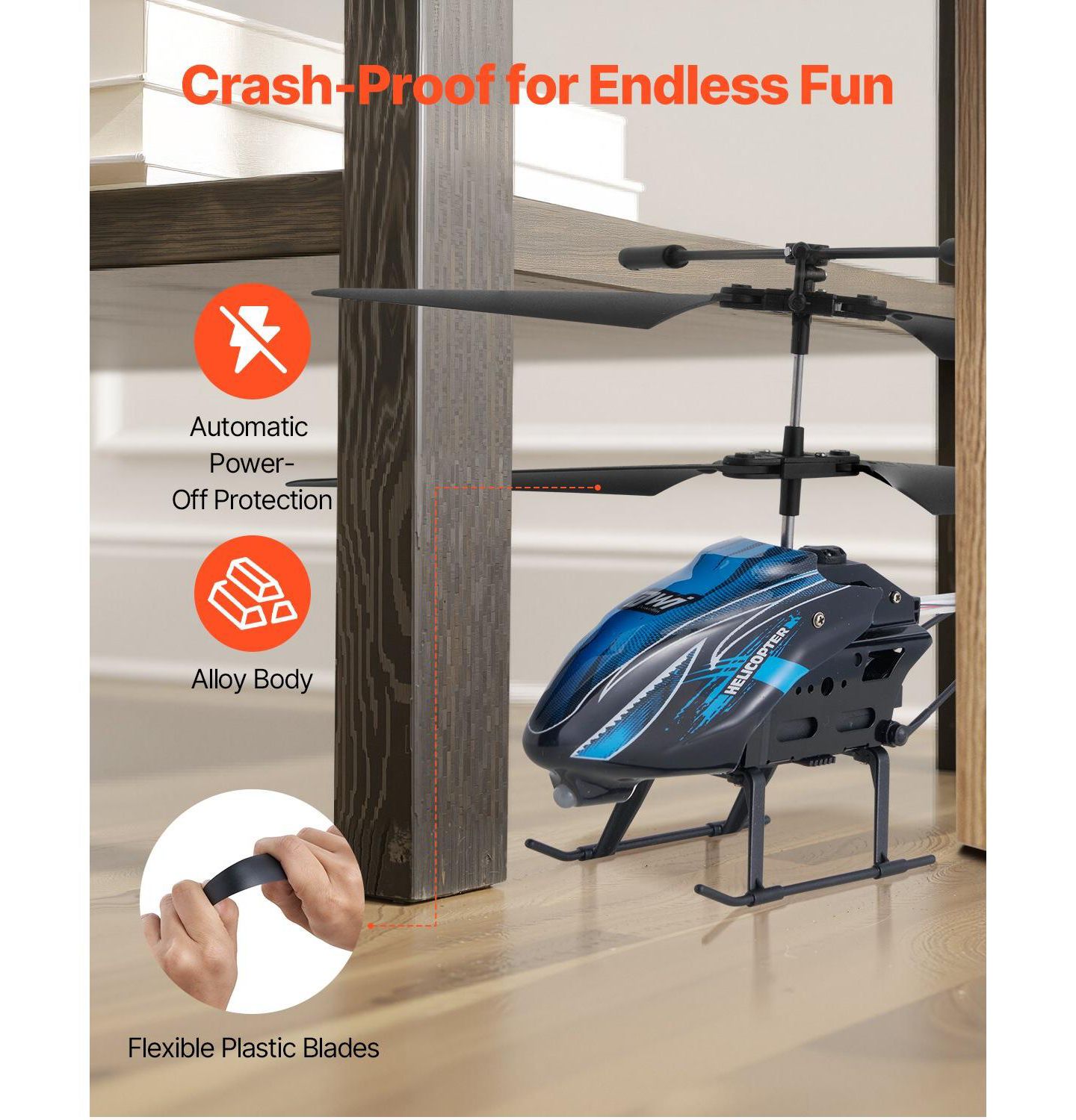 Детская игрушка HONGGE 6-Axis Gyro Stabilization LED Light Remote Control Helicopter, цвет: Синий — фото 10