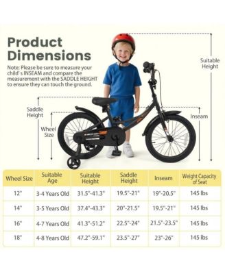 Kids Training Bike with Adjustable Seat Dual Brake System and Rubber Tires