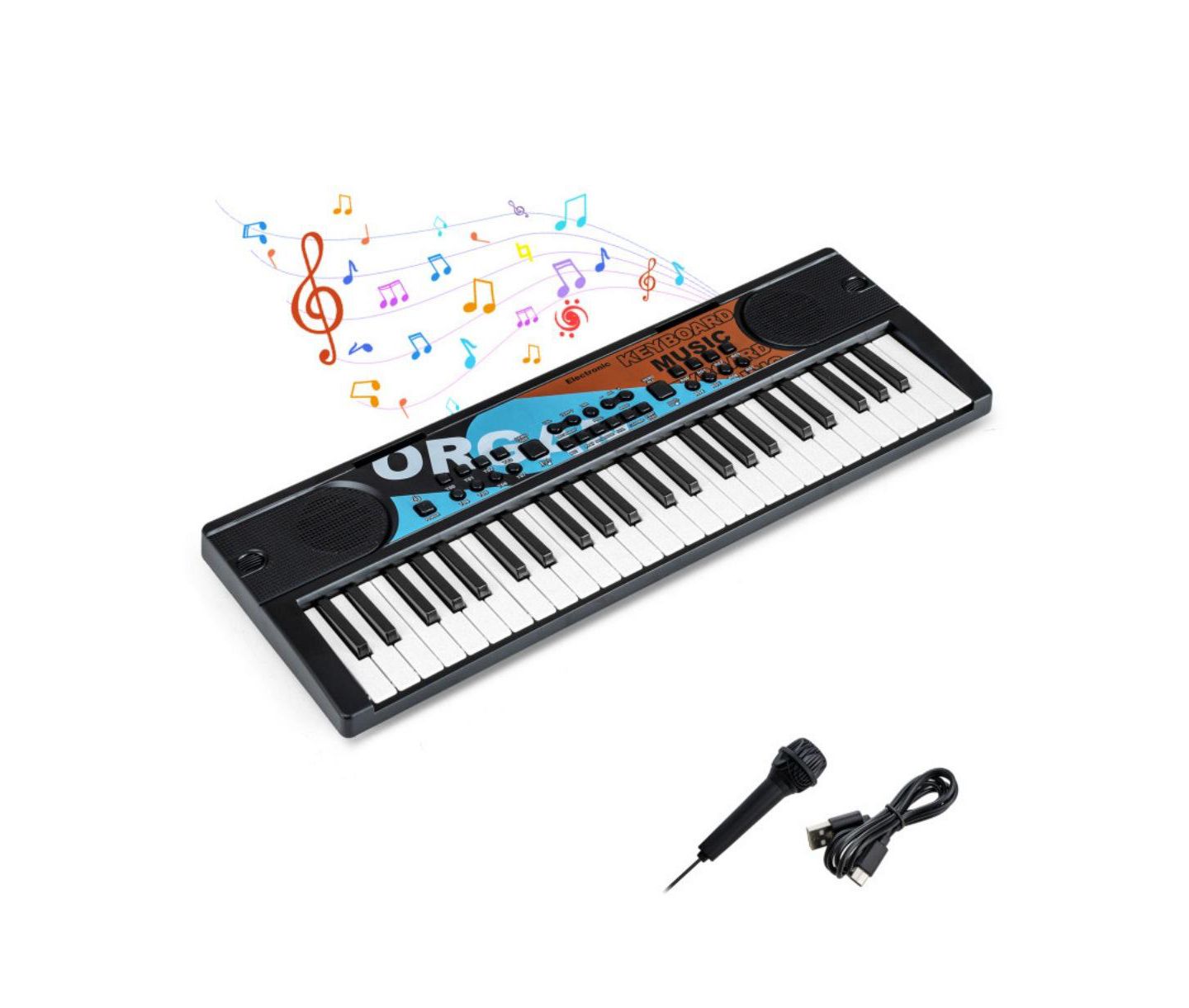 Детская игрушка HONGGE 49 Key Kids Electronic Keyboard Piano with Microphone, цвет: Чёрный — фото 1