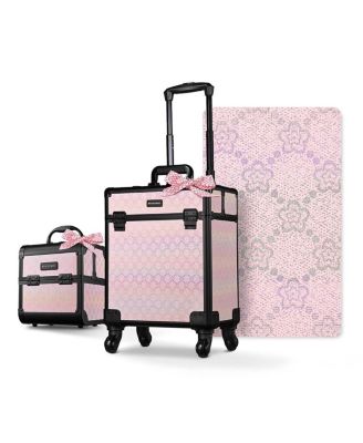 2-Piece Makeup Train Case Cosmetic Organizer Kit Pure ForgetMeNot