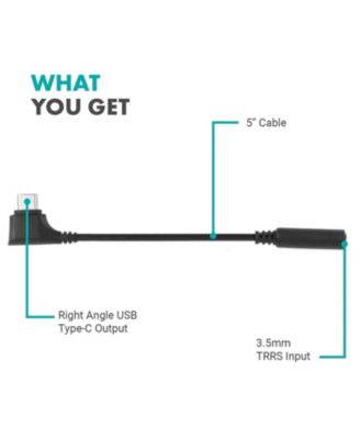 UCMA-3 Female 3.5mm TRRS to USB-C Right Angle Mic. Cable