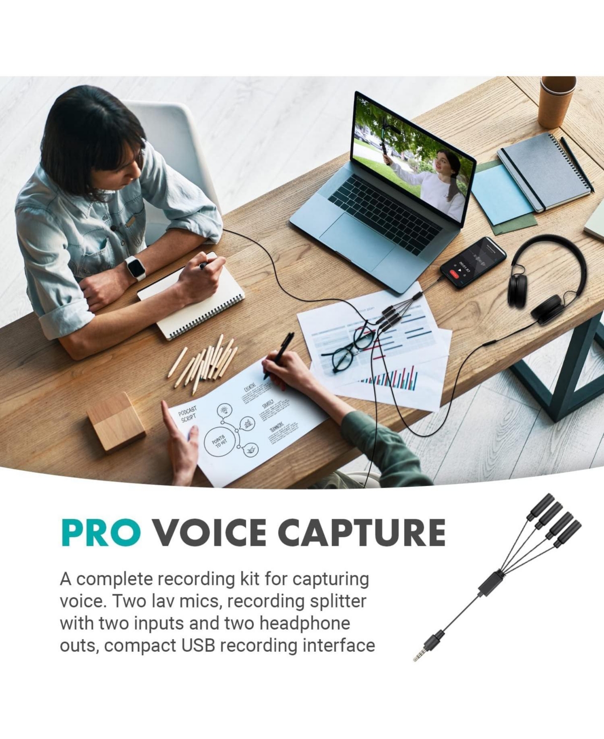 Movo VersaLav-V2 Lavalier Microphone Set for Smartphones, Computer, Dslr or Mirrorless Camera