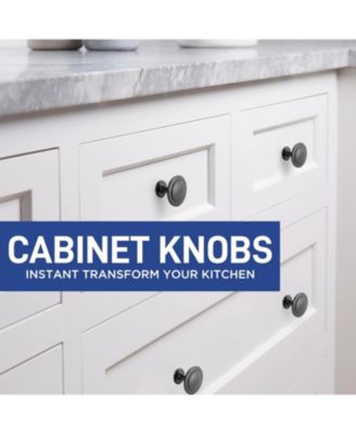 6pcs 1-1/4" Kitchen Cabinet Knobs, Rust-Proof Matte Black Finish, Modern Design, Strong Zinc Alloy, Easy Installation