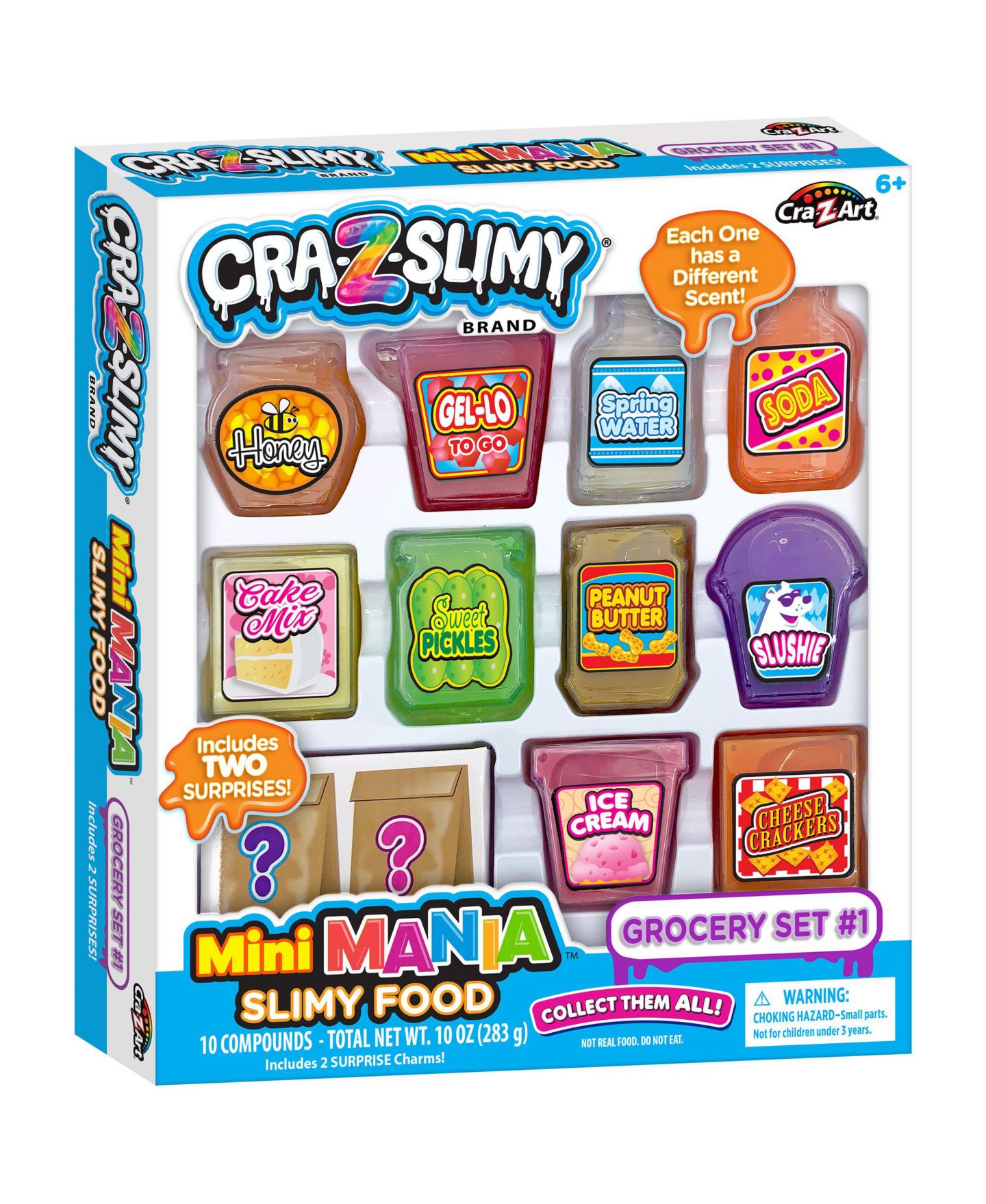 Детские игрушки Cra-Z-Art Mini Mania Slimy Food Scented 10-Piece Set, Ages 6+ — фото 1