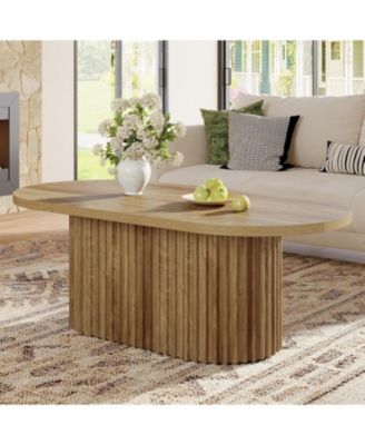 Oval Coffee Table, 47.2", Fluted Design