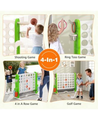 Giant Four Game Activity Set with Adjustable Height and Outdoor Family Play Features