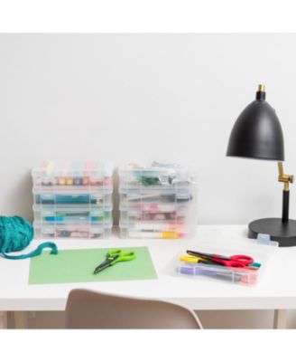 USA Pencil Case Box Storage Organizer for Beads, Pens, and Art Supplies, Clear, Medium, 6 Pack