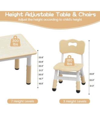 Adjustable Kids Table & 4 Ergonomic Chairs Set, Multi-Activity Graffiti Desktop, Non-Slip, Ages 2-8, Home, Preschool
