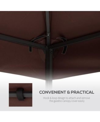 9.8ft x 9.8ft Gazebo Replacement Canopy 2 Tier Top UV Cover Coffee Color for Outsunny Gazebo Models