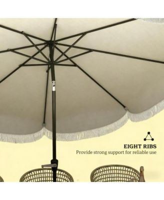 8.8ft Vented Patio Table Umbrella Outdoor Umbrella with Crank 8 Ribs Push Button Tilt