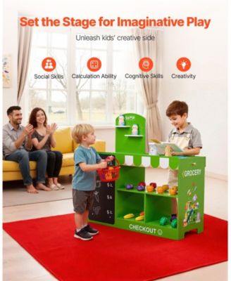 Wooden Grocery Store Playset for Kids with Accessories and Pretend Shopping Features