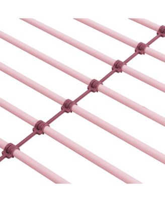 Metal Bunk Bed Pink Twin Over Twin, No Box Spring Needed, Easy Assemble with Safe Stairs