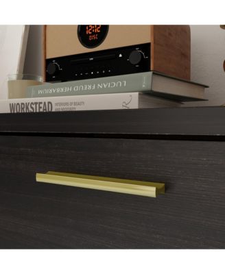 Black Wood Dresser Chest of Drawer With 6 Drawers