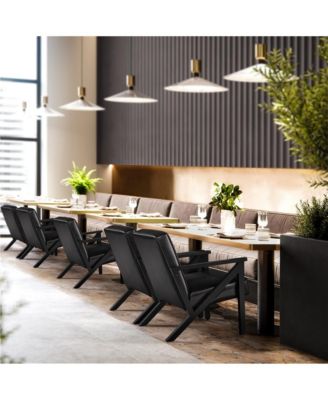 Faux Leather Armchair with Z-shaped Wood Legs