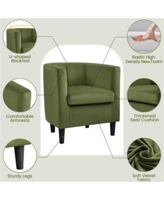 Yaheetch Single Piece Velvet Fabric Barrel-shaped Upholstered Accent Arm Chair
