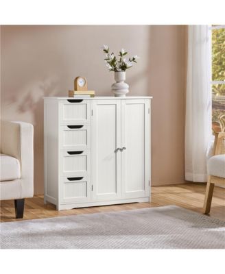 Bathroom Storage Cabinet with 4 Drawers and Double Doors