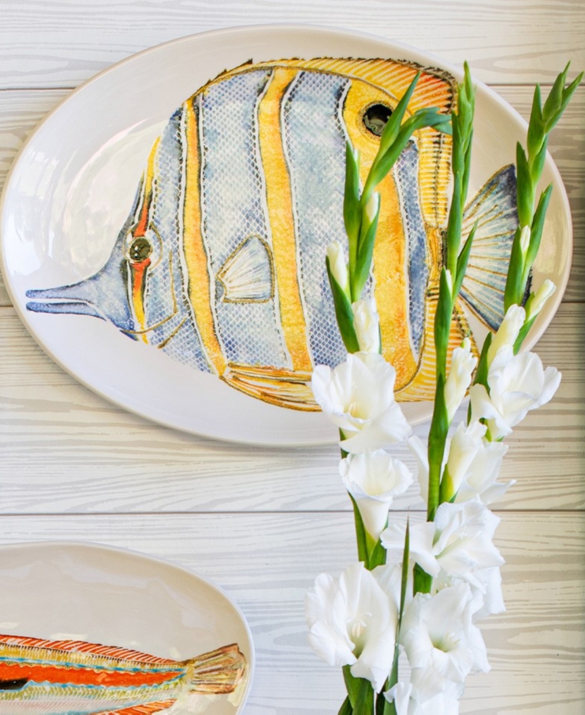 Vietri Reef Butterfly Fish Oval Platter