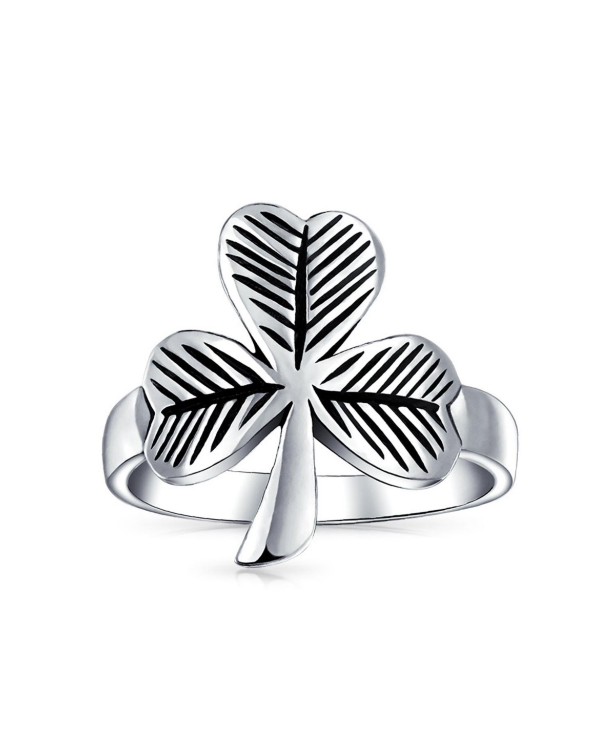 Bling Jewelry Celtic Good Luck Irish Shamrock Clover Band Ring Antiqued Oxidized Sterling Silver