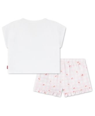 Baby Girls' Crewneck T-Shirt and Woven Shorts, 2-Piece Set