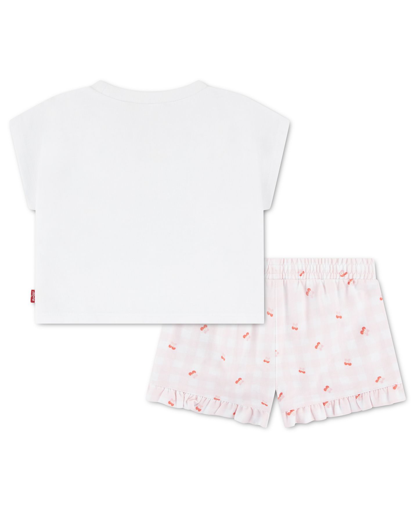 Комплект Levi's Crewneck T-Shirt and Woven Shorts, 2-Piece Set для девочек-малышей, цвет: Белый — фото 2
