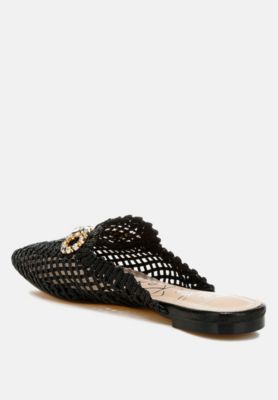 Womens Roboma Metallic Woven Diamante Mules