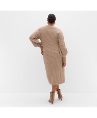 Plus Size Sarah Long Sleeve Rib Dress