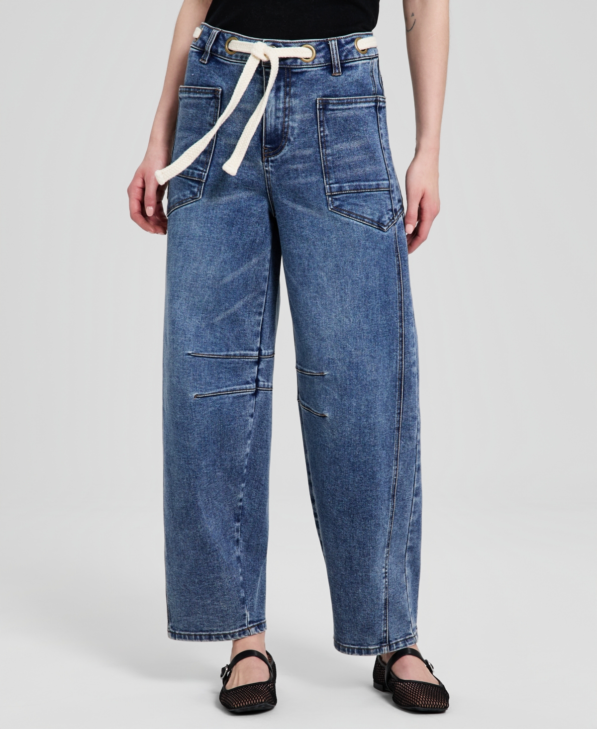 And Now This Women's High-Rise Tie-Waist Denim Jeans, Macy's Exclusive
