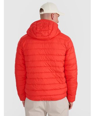 Men's down jacket with synthetic filling - red